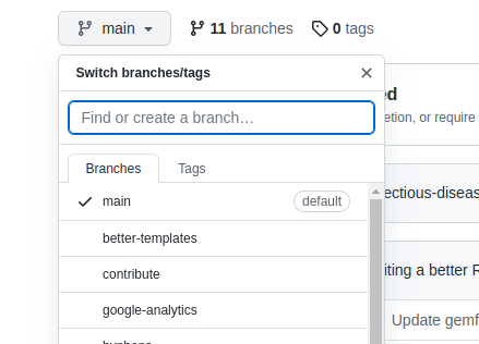 Change branch on GitHUb